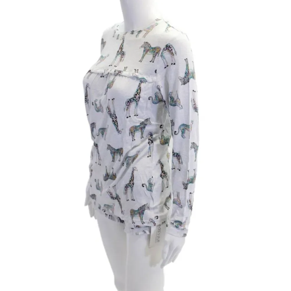 Emerson Road Womens Zebra Print Shorts Pajama Set Gray Size Extra Small